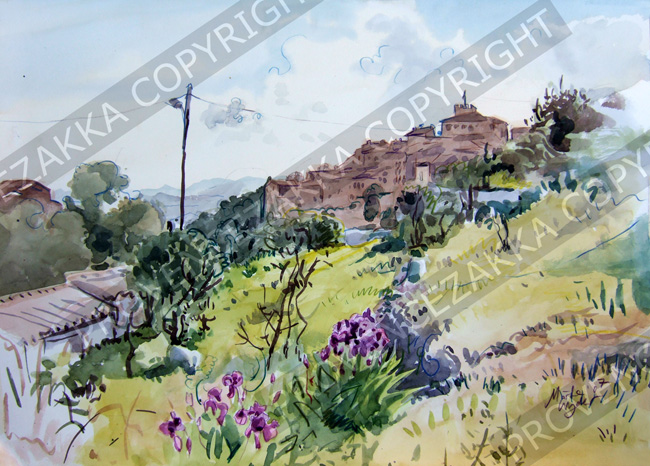 Provence, Tourette-sur-Loup, French water color, signed print - Click Image to Close
